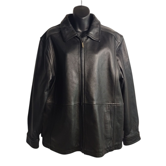 RainForest Leather Jacket Men's Black Genuine Leather Zip Up